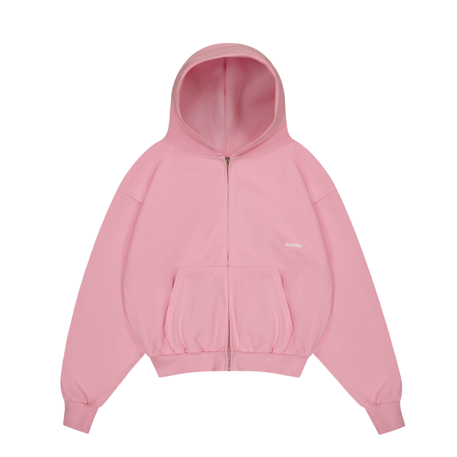 heavyweight-script-sunday-zip-up-hoodie-powder-pink sunday zip up hoodie pink